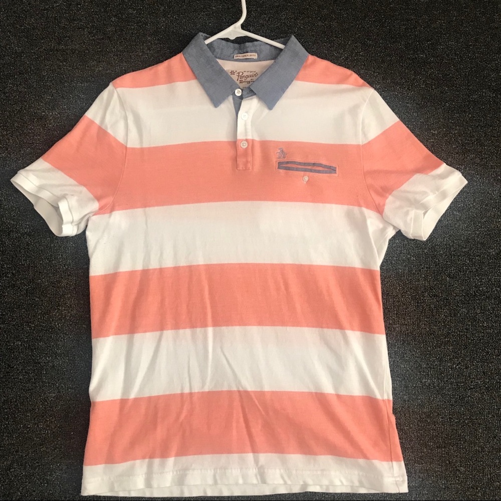 GREAT QUALITY Penguin polo shirt (Lg) - stripes